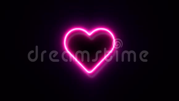 粉红色的霓虹灯心脏标志闪烁出现在中心视频的预览图