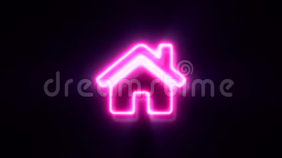 粉色霓虹灯家庭标志闪烁并出现在中心视频的预览图