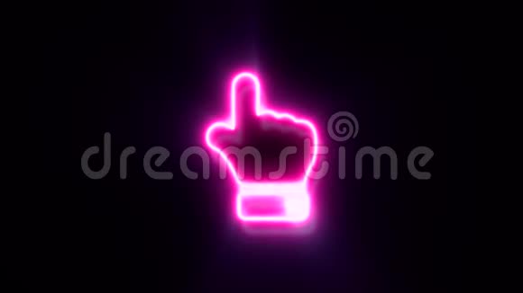 粉红色霓虹灯手指向上标志闪烁并出现在中心视频的预览图
