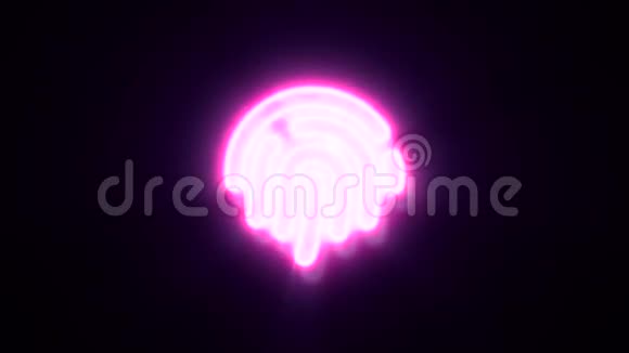 粉红色霓虹灯指纹标志闪烁出现在中心视频的预览图