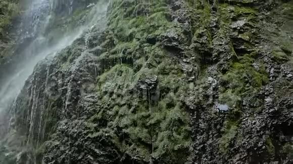 喀尔巴阡山脉美丽的瀑布从底部射击视频的预览图