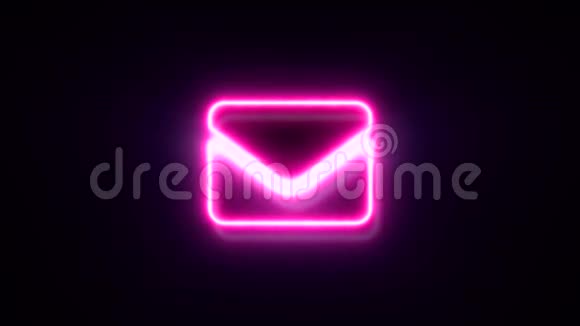 粉红色霓虹灯新电子邮件标志闪烁并出现在中心视频的预览图