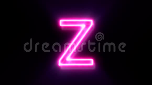 粉红色霓虹灯字体字母Z大写闪烁并出现在中心视频的预览图