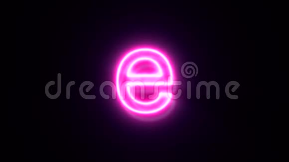 粉红色霓虹灯字体字母E小写闪烁并出现在中心视频的预览图