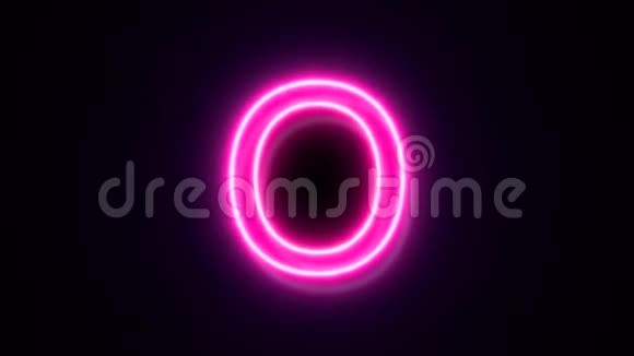 粉红色霓虹灯字体字母O大写闪烁并出现在中心视频的预览图