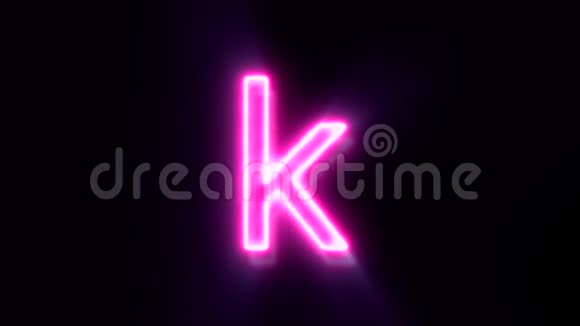 粉红色霓虹灯字体字母K小写闪烁出现在中间视频的预览图