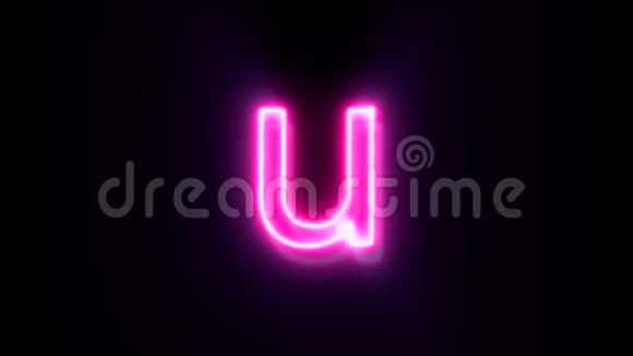 粉红色霓虹灯字体字母U小写眨眼出现在中间视频的预览图
