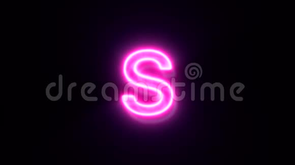 粉红色霓虹灯字体字母S小写闪烁并出现在中心视频的预览图