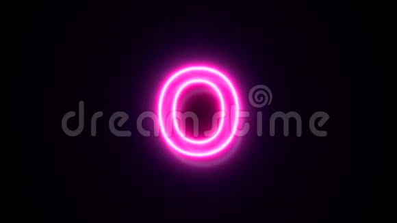 粉红色霓虹灯字体字母O小写眨眼出现在中间视频的预览图