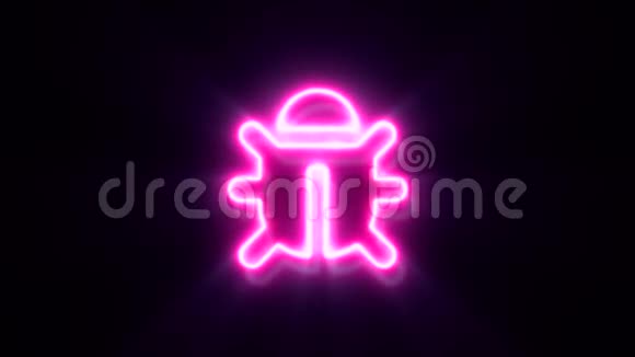 粉红色的霓虹灯虫标志闪烁出现在中心视频的预览图