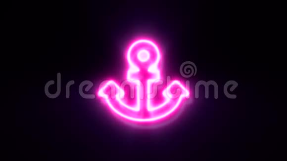 粉红色霓虹灯锚标志闪烁出现在中心视频的预览图