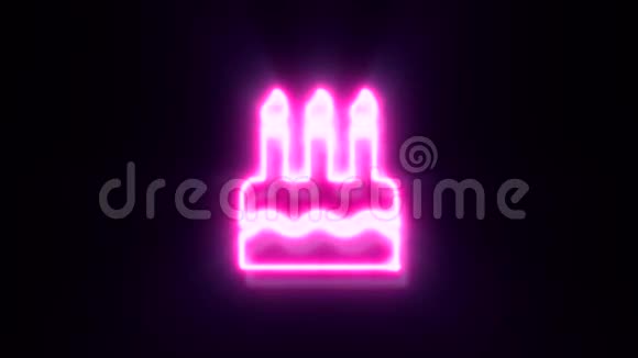 粉红色霓虹灯生日蛋糕标志眨眼出现在中间视频的预览图