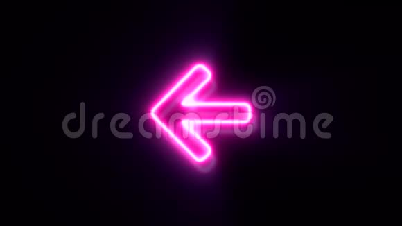 粉红色霓虹灯箭左标志闪烁出现在中心视频的预览图