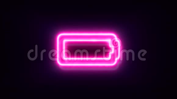 粉红色霓虹灯空电池标志闪烁出现在中心视频的预览图