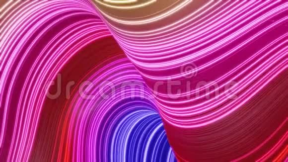 美丽的抽象的表面波浪背景彩虹颜色梯度挤压线作为条纹织物表面视频的预览图