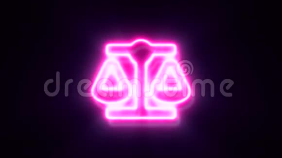 粉红色霓虹灯平衡秤标志眨眼和出现在中心视频的预览图