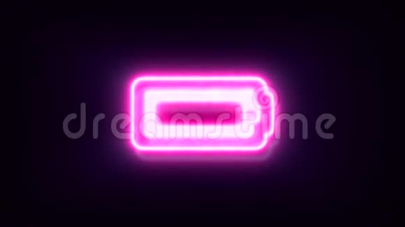 粉红色霓虹灯全电池标志闪烁出现在中心视频的预览图