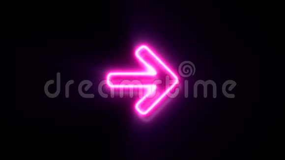 粉红色霓虹灯箭头右标志闪烁出现在中心视频的预览图