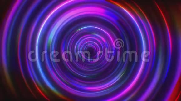 循环动画抽象背景穿过超空间红色和紫色的明亮圆圈视频的预览图