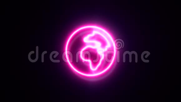 粉红色霓虹灯非洲和欧洲标志眨眼出现在中心视频的预览图