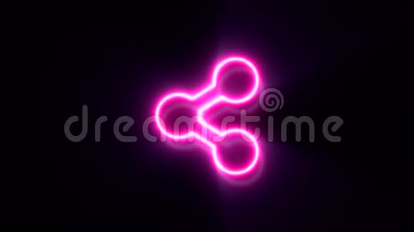 粉红色霓虹灯共用标志闪烁出现在中心视频的预览图