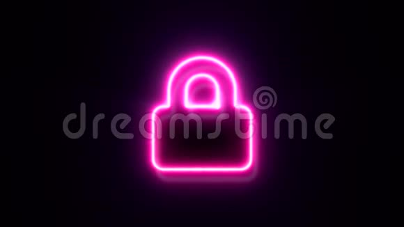 粉红色霓虹灯锁标志闪烁出现在中心视频的预览图