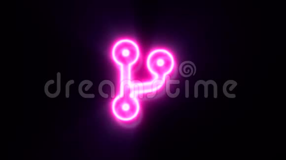 粉红色霓虹灯码分支标志闪烁并出现在中心视频的预览图