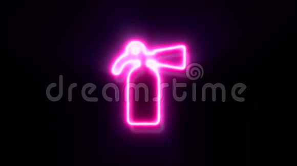 粉红色霓虹灯灭火器标志闪烁出现在中心视频的预览图