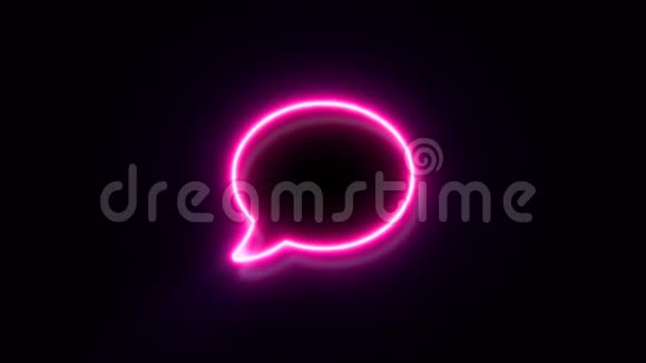 粉红色霓虹灯聊天泡泡标志闪烁出现在中心视频的预览图