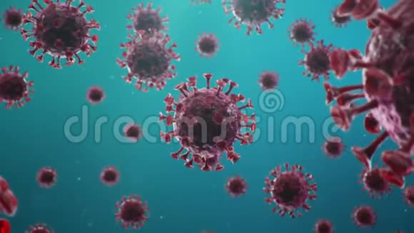 3D动画爆发冠状病毒的概念病毒背景病毒在人体内传播流行病流行病视频的预览图