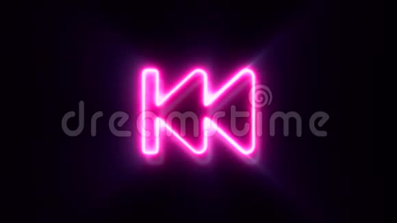 粉红色霓虹灯跳到以前的标志闪烁出现在中心视频的预览图