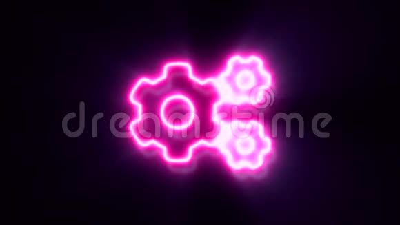 粉色霓虹灯轮标志闪烁并出现在中心视频的预览图