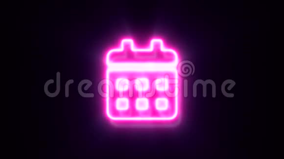 粉红色霓虹灯日历标志闪烁出现在中心视频的预览图