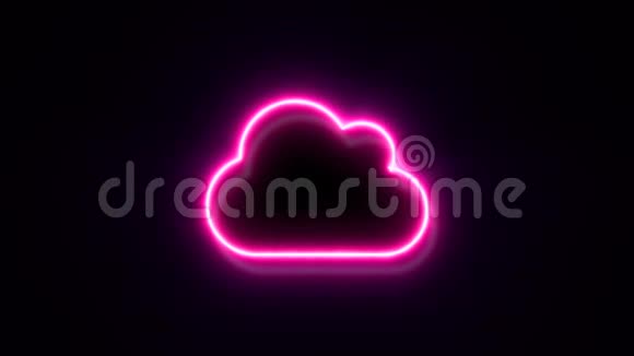 粉红色霓虹灯云标志闪烁出现在中心视频的预览图