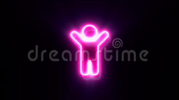 粉红色霓虹灯儿童标志眨眼出现在中心视频的预览图