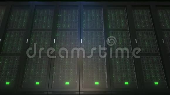 现代服务器机房的实时服务器机架可循环三维动画视频的预览图