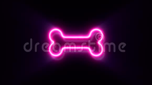 粉色霓虹灯骨标志闪烁出现在中央视频的预览图