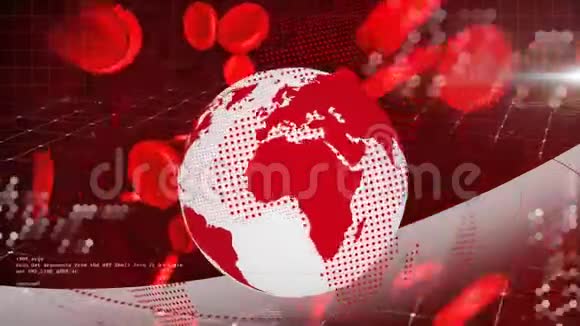 数字红细胞移动的数字地球仪视频的预览图