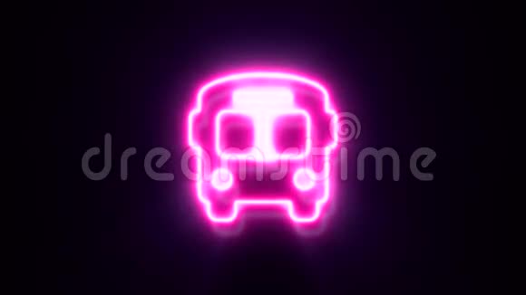 粉色霓虹灯公共汽车标志闪烁出现在中央视频的预览图