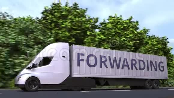 拖车卡车与转发文本在一边循环三维动画视频的预览图