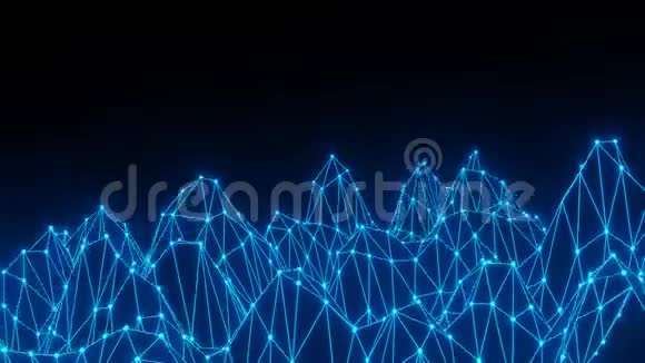 抽象蓝线多边形网格波曲线光黑色为未来技术背景视频的预览图