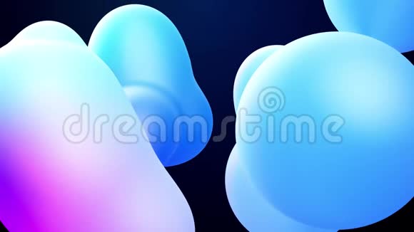 三维抽象背景熔融蜡滴与内部蓝色辉光合并并在液体中飞散无缝回路视频的预览图