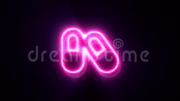 粉红色霓虹灯胶囊标志眨眼和出现在中心视频的预览图