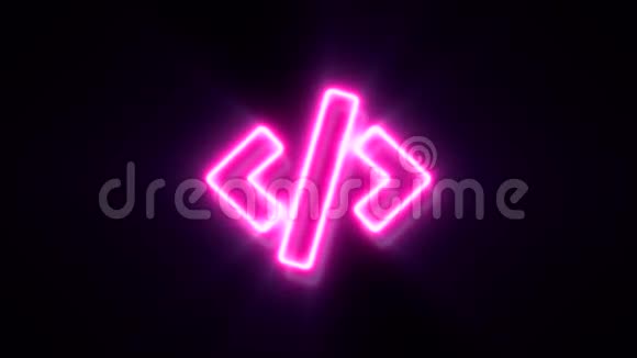 粉红色霓虹灯标志闪烁出现在中心视频的预览图
