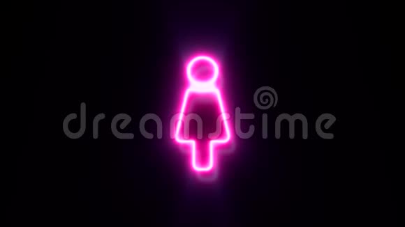粉红色霓虹灯女性标志闪烁出现在中心视频的预览图