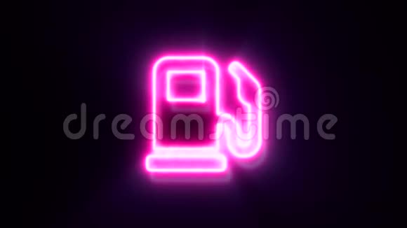 粉红色霓虹灯加油站标志闪烁出现在中心视频的预览图