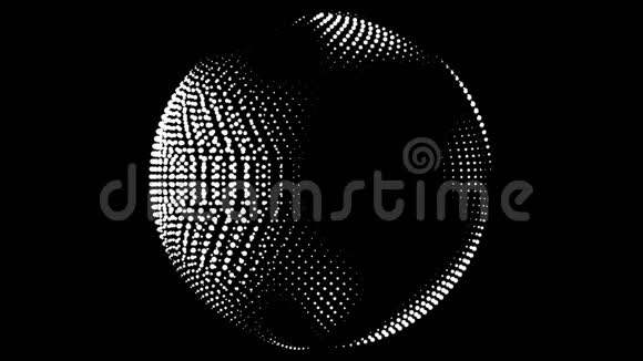 黑色背景白点的动态组成球体复古图案动画视频的预览图