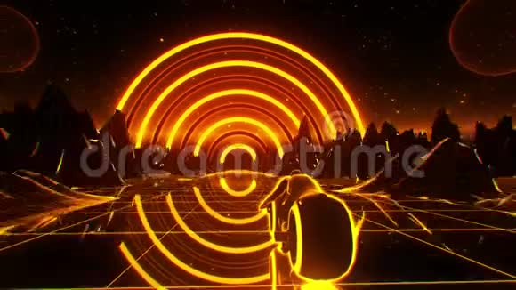 3D橙色复古合成波单车VJ环运动背景视频的预览图