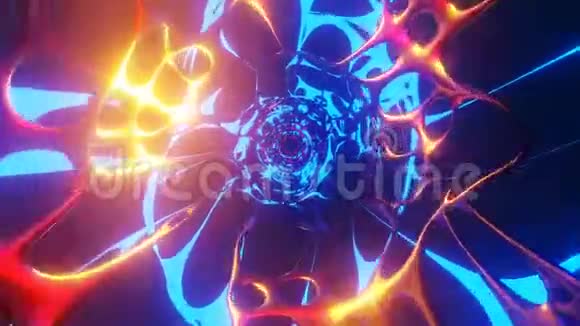 抽象3D蓝光激光功率能量橙色金属神经放大速度黑色技术未来动画视频视频的预览图
