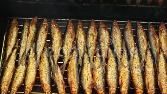 烤架上的熏白鱼视频的预览图